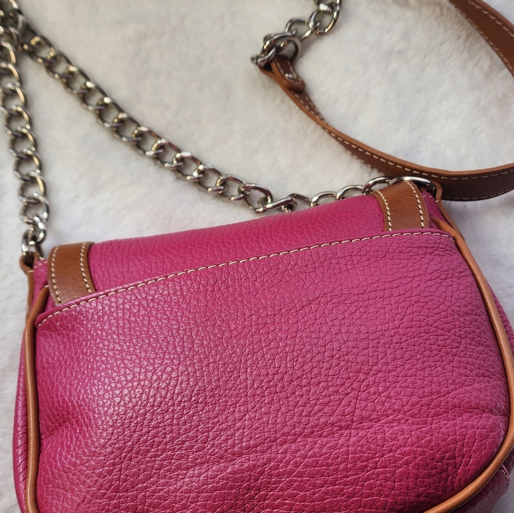 VALENTINA Saddle Leather Shoulder Bag Pink/Tan/Made in Italy EUC - Picture 3 of 17